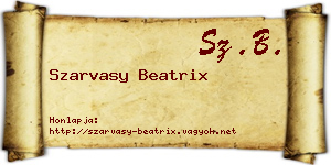 Szarvasy Beatrix névjegykártya